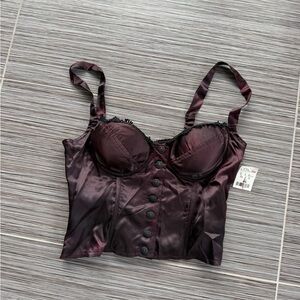 Vintage burgundy bustier top size small made in USA